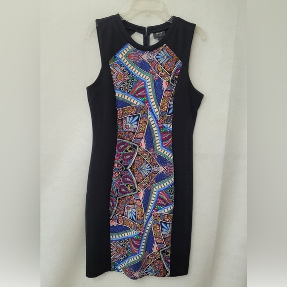 Nicole by Nicole Miller Paisley Sheath Dress  XS Black Multicolor Sleeveless - Picture 1 of 6